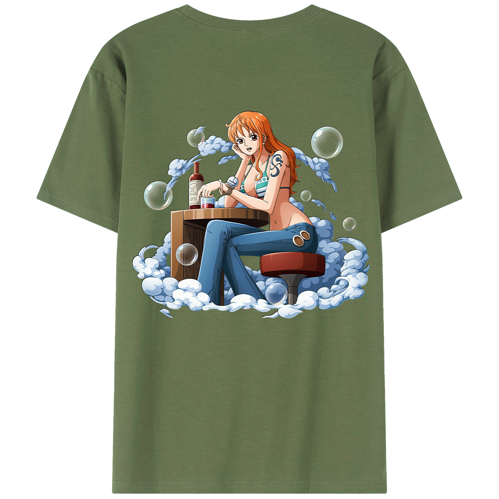 （画像用） ワンピース ナミ ONE PIECE Nami 綿100％ メンズ半袖Tシャツ（バックプリント） 通気性